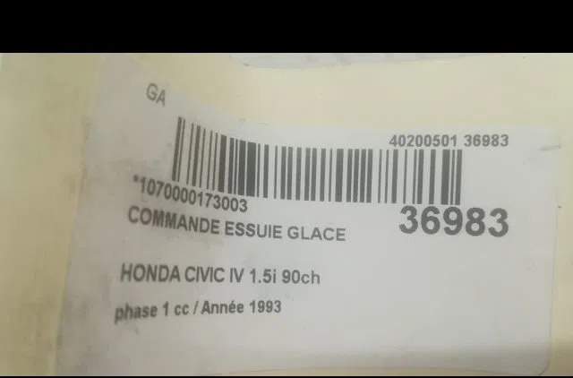 Commande essuie glace Honda CIVIC V Hatchback (EG) 1.5 i 16v (eg4) (1991-1995) occasion