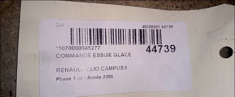 Commande essuie glace Renault CLIO II (BB_, CB_) 1.5 dci (b-c2j) (2004-2012) occasion