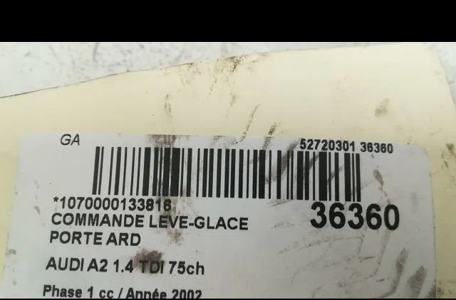 Commande leve-glace porte arrière droite AUDI A2 2002 occasion