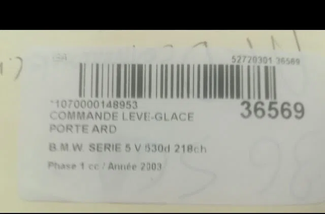 Commande leve-glace porte arrière droite Bmw 5 (E60) 530 d (2002-2005) occasion
