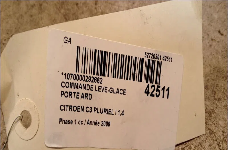 Commande leve-glace porte arrière droite Citroen C3 Pluriel (HB_) 1.4 hdi (2004) 2 portes occasion