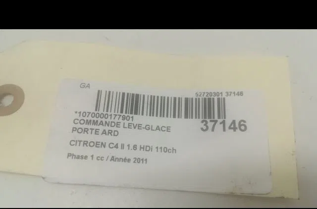 Commande leve-glace porte arrière droite Citroen C4 II (NC_) 1.6 hdi 110 (2009) 5 portes occasion
