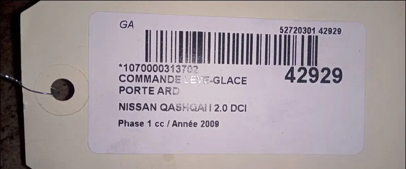 Commande leve-glace porte arrière droite Nissan QASHQAI - QASHQAI 2 I (J10, NJ10, JJ10E) 2.0 dci (2007-2013) occasion