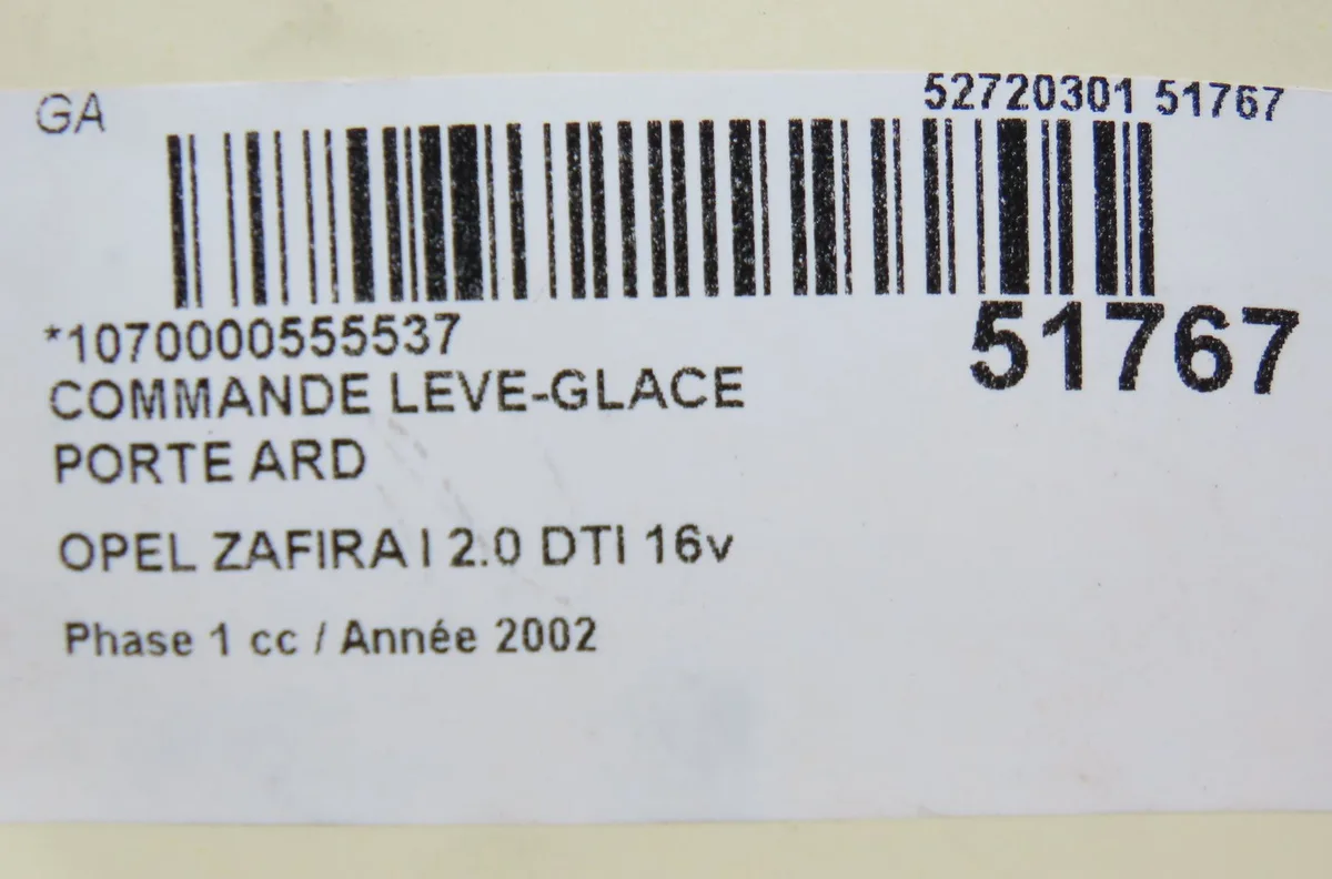 Commande leve-glace porte arrière droite Opel ZAFIRA A Monospace (T98) 2.0 dti 16v (f75) (2000-2005) 5 portes occasion