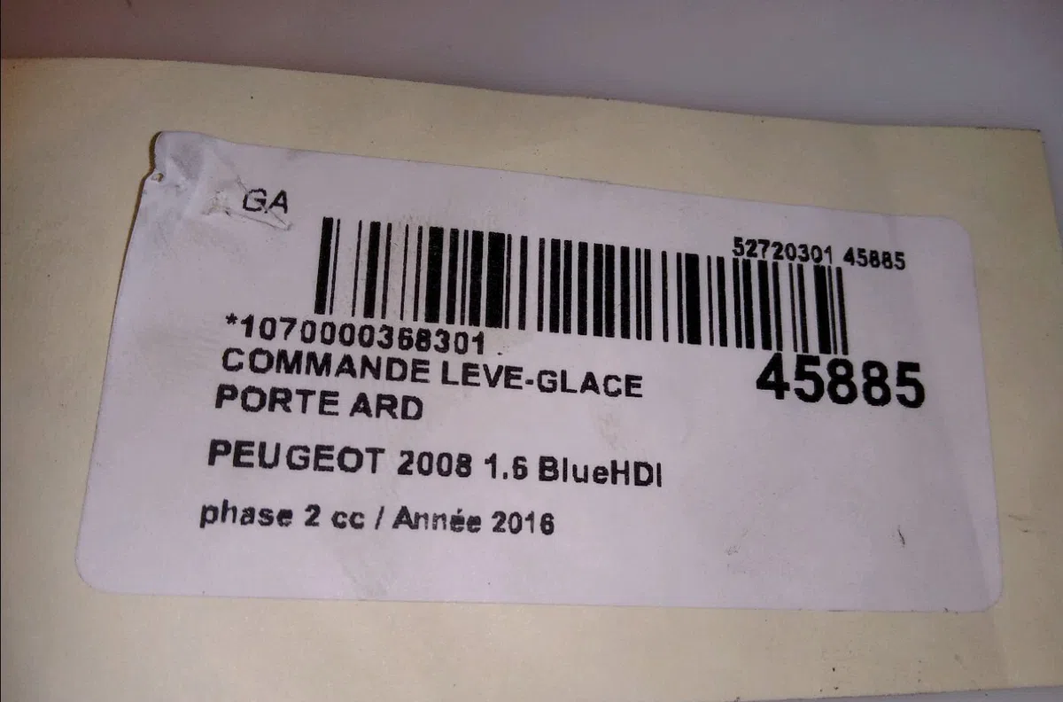 Commande leve-glace porte arrière droite Peugeot 2008 I (CU_) 1.6 bluehdi 120 (2014) 5 portes occasion
