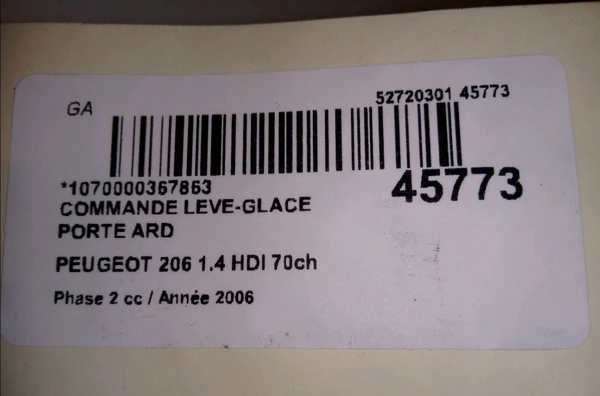 Commande leve-glace porte arrière droite Peugeot 206 3-5 portes (2A-C) 1.4 hdi eco 70 (2001-2009) 5 portes occasion