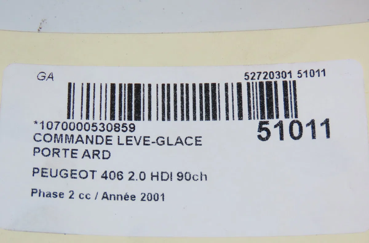 Commande leve-glace porte arrière droite Peugeot 406 (8B) 2.0 hdi 90 (1999-2004) occasion