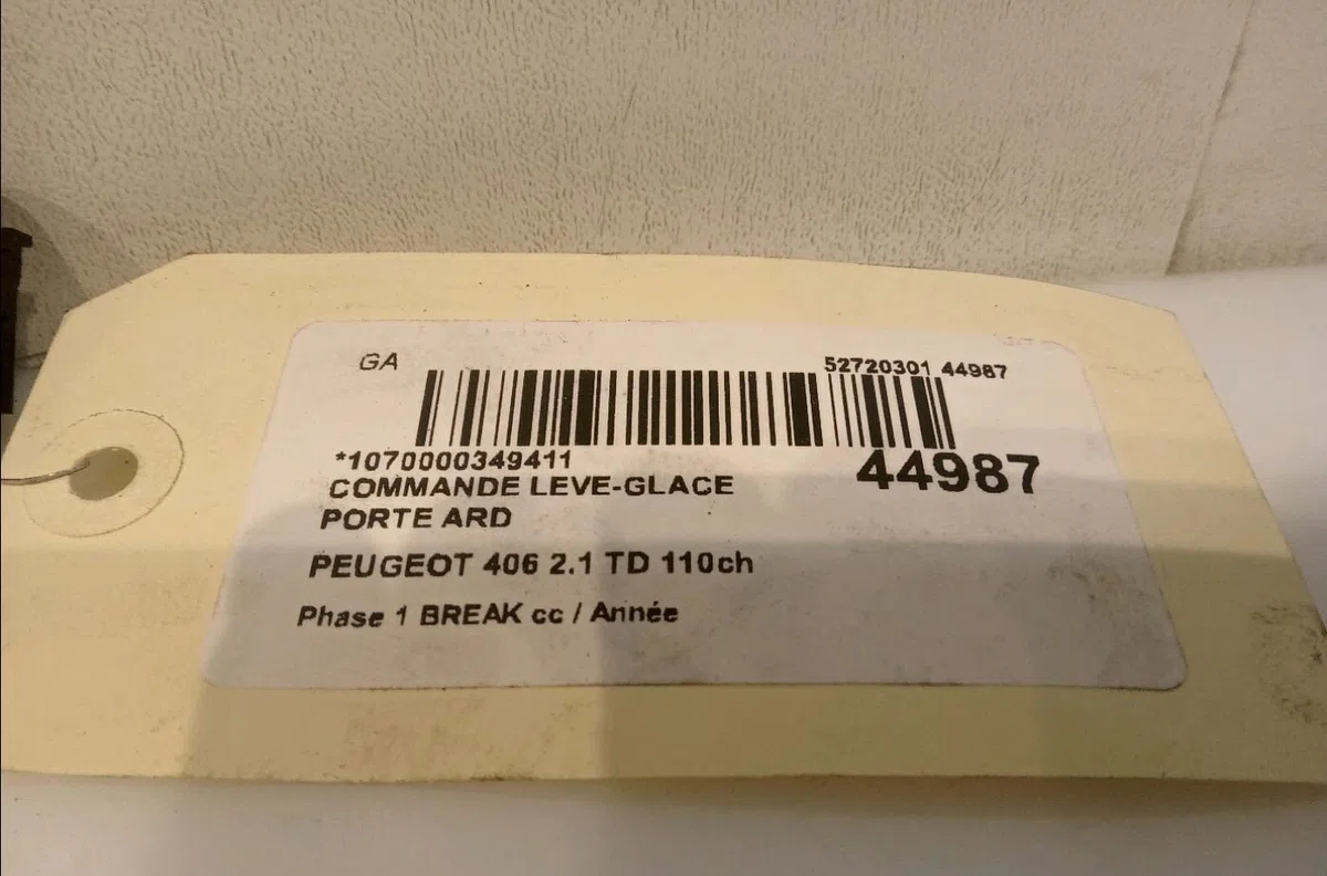 Commande leve-glace porte arrière droite Peugeot 406 Break (8E-F) 2.1 td 12v (1996-2004) occasion