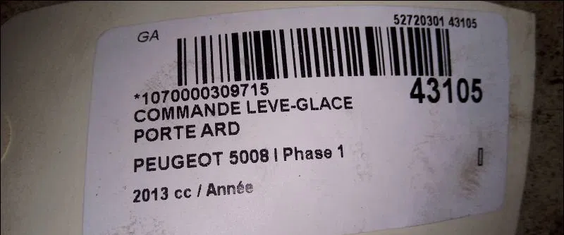 Commande leve-glace porte arrière droite Peugeot 5008 (0U_, 0E_) 1.6 hdi (2010-2017) occasion