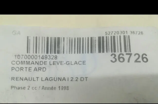 Commande leve-glace porte arrière droite Renault LAGUNA I (B56_, 556_) 2.2 dt (b569) (1996-2001) 5 portes occasion