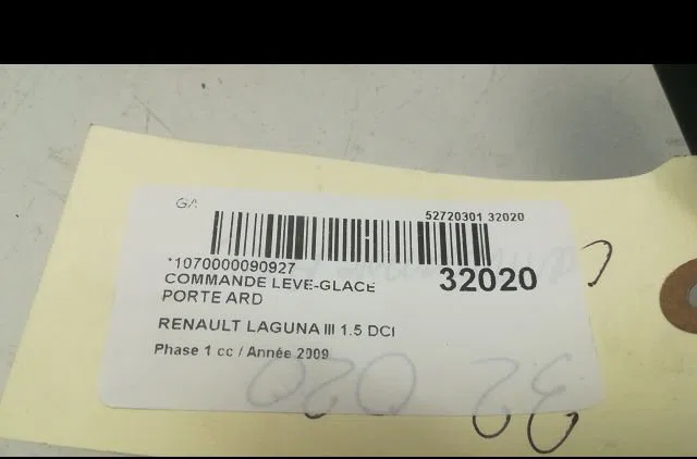 Commande leve-glace porte arrière droite RENAULT LAGUNA III 2009 occasion