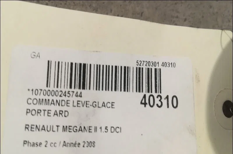 Commande leve-glace porte arrière droite RENAULT MEGANE II 2008 occasion