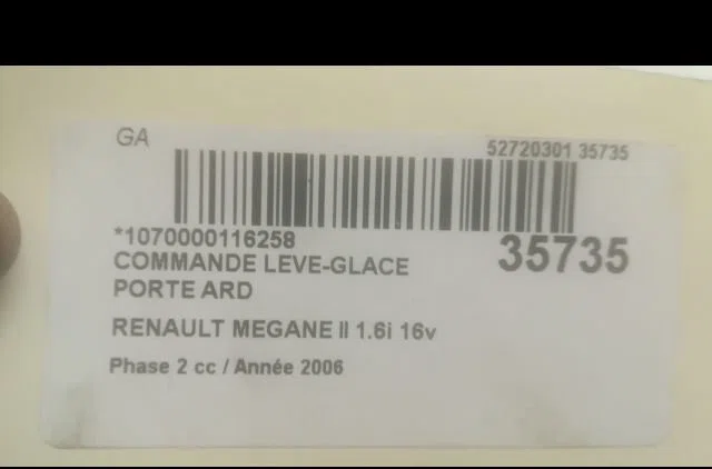 Commande leve-glace porte arrière droite Renault MEGANE II A trois volumes (LM0-1_) 1.6 16v (lm1r, lm0c) (2006) occasion