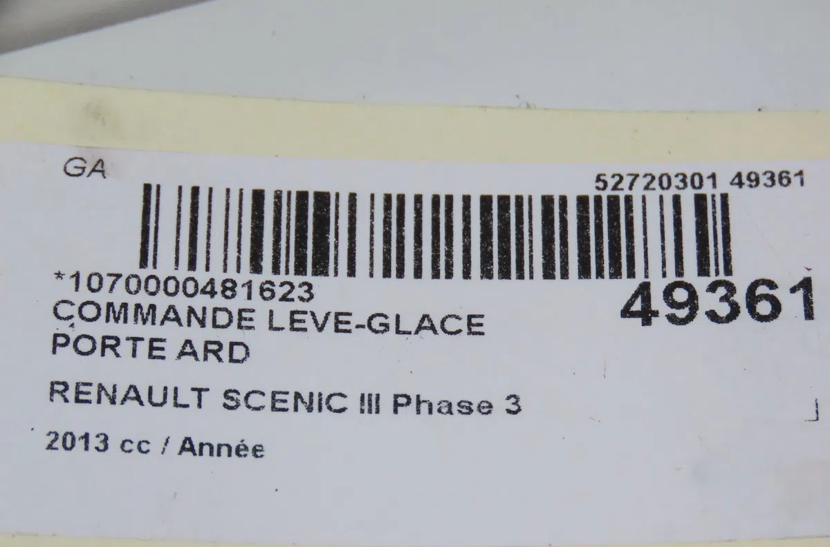 Commande leve-glace porte arrière droite Renault SCÉNIC III (JZ0-1_) 1.2 tce (2012) occasion