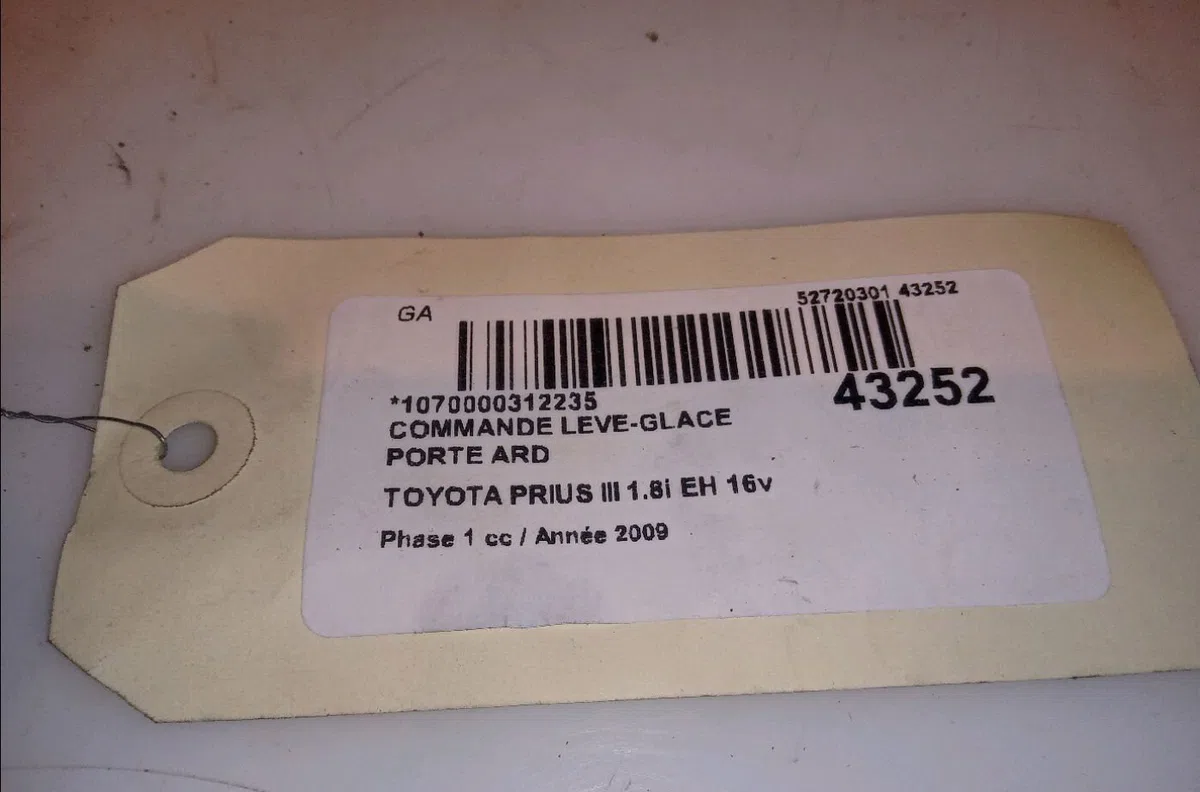 Commande leve-glace porte arrière droite Toyota PRIUS (_W3_) 1.8 hybrid (zvw3_) (2008) occasion