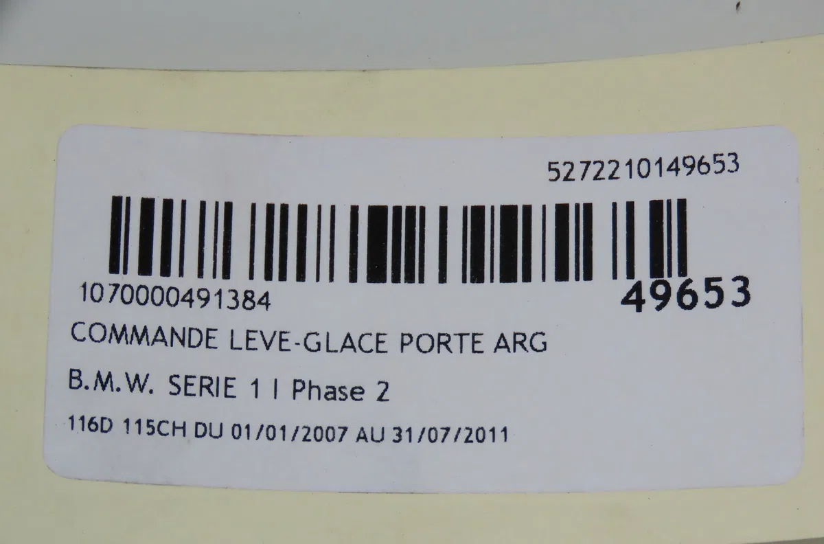 Commande leve-glace porte arrière gauche Bmw 1 (E87) 116 d (2009-2011) occasion