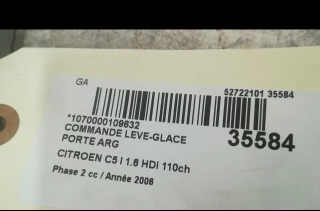 Commande leve-glace porte arrière gauche Citroen C5 II (RC_) 1.6 hdi (rc8hzb) (2004-2008) occasion