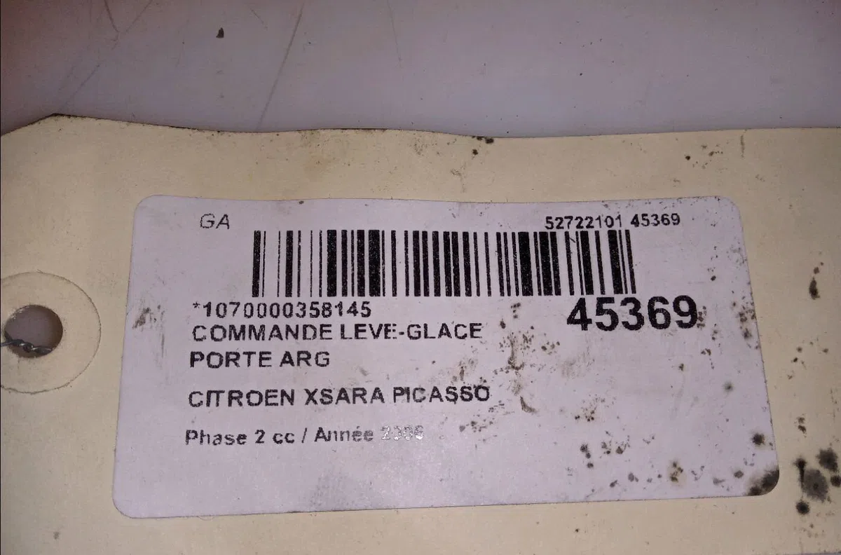Commande leve-glace porte arrière gauche Citroen XSARA PICASSO (N68) 1.6 hdi (2004-2011) 5 portes occasion