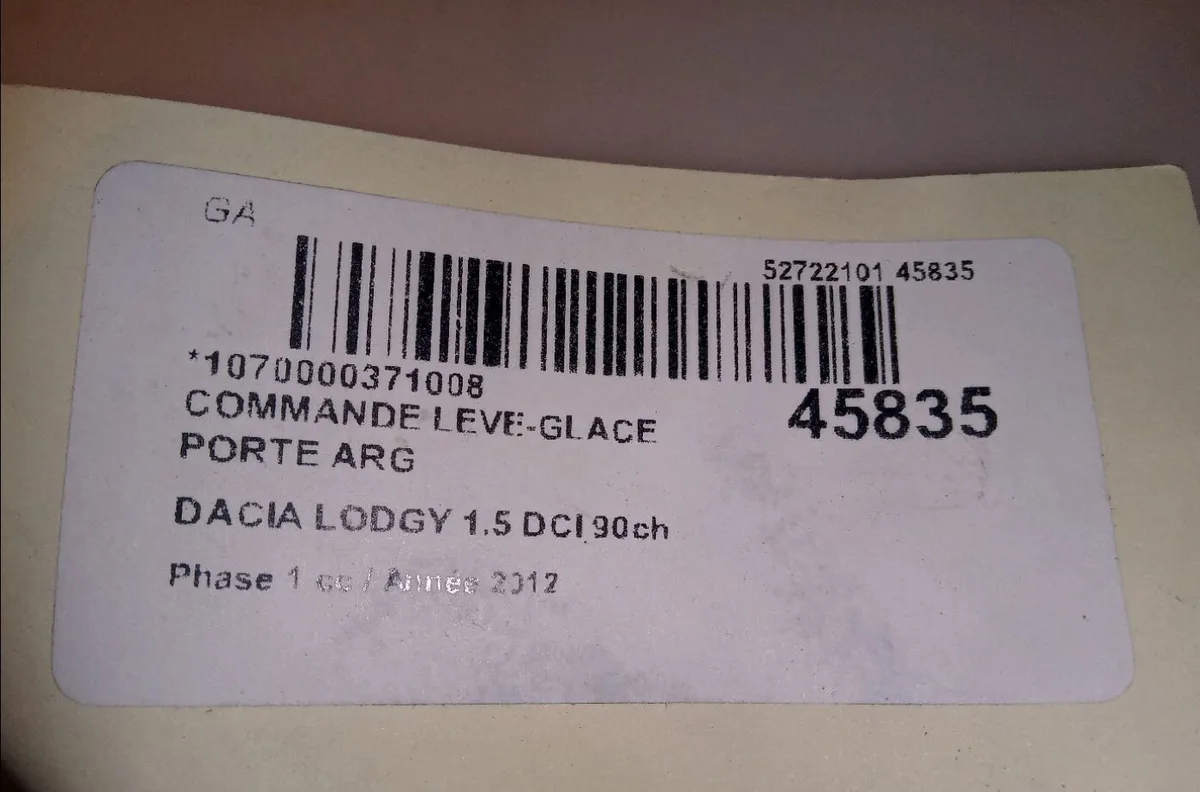 Commande leve-glace porte arrière gauche Dacia LODGY (JS_) 1.5 dci (2012) 5 portes occasion