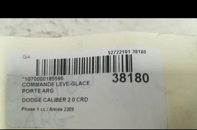 Commande leve-glace porte arrière gauche Dodge CALIBER 2.0 crd (2006) occasion