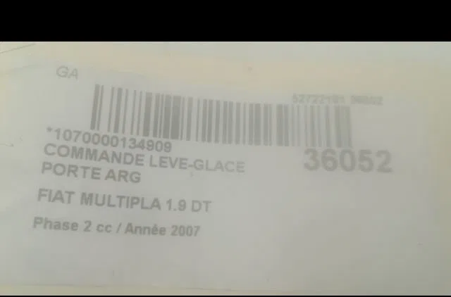 Commande leve-glace porte arrière gauche Fiat MULTIPLA (186_) 1.9 jtd (186axe1a) (2002-2010) occasion