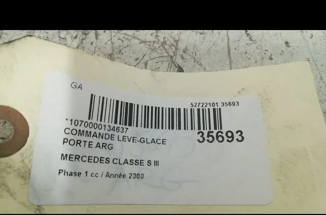 Commande leve-glace porte arrière gauche Mercedes-benz CLASSE S (W220) S 600 (220.878, 220.178) (2000-2005) occasion