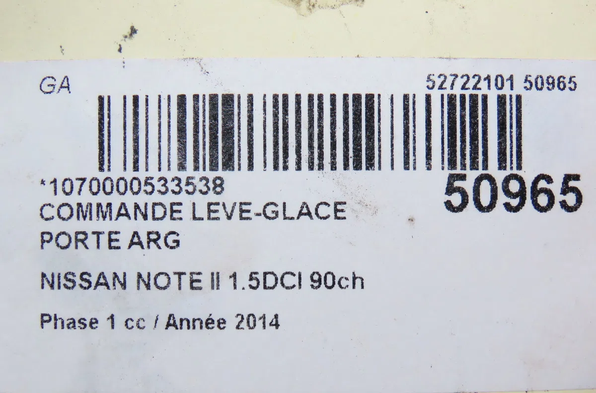 Commande leve-glace porte arrière gauche Nissan NOTE (E12) 1.5 dci (2013) occasion