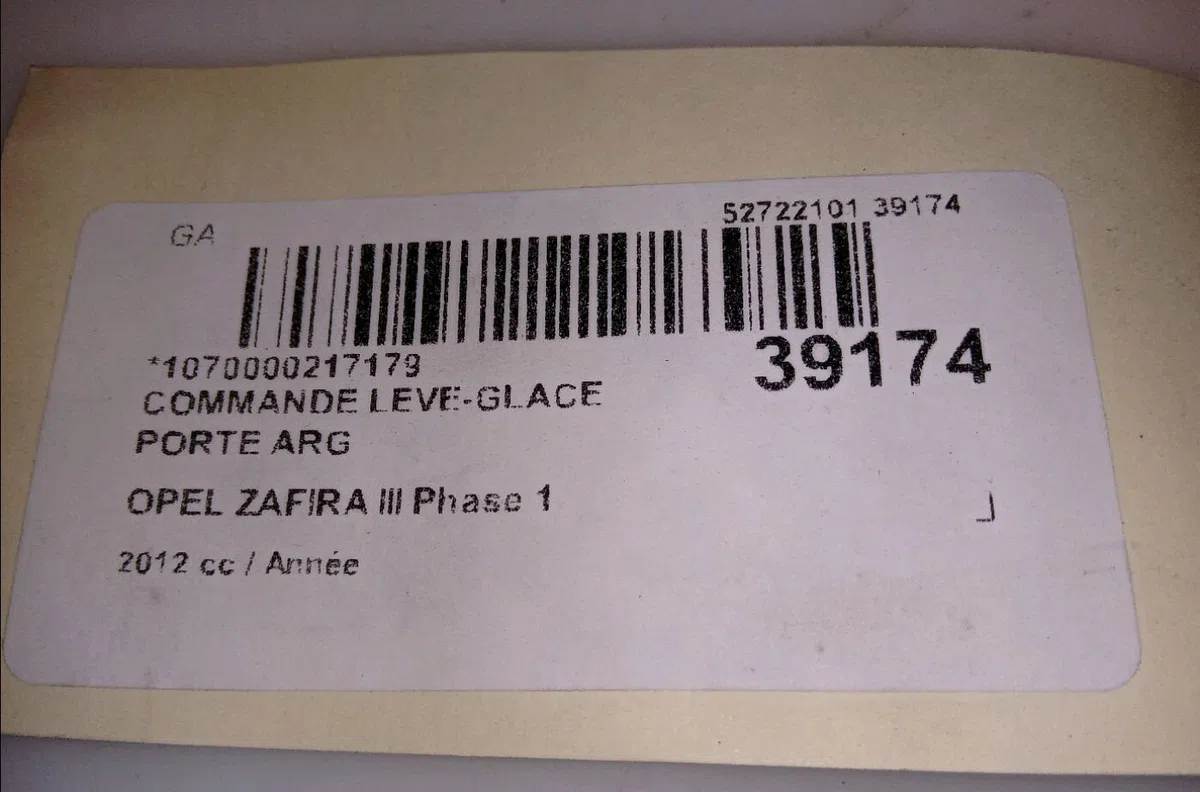 Commande leve-glace porte arrière gauche Opel ZAFIRA TOURER C (P12) 1.4 (75) (2011) occasion
