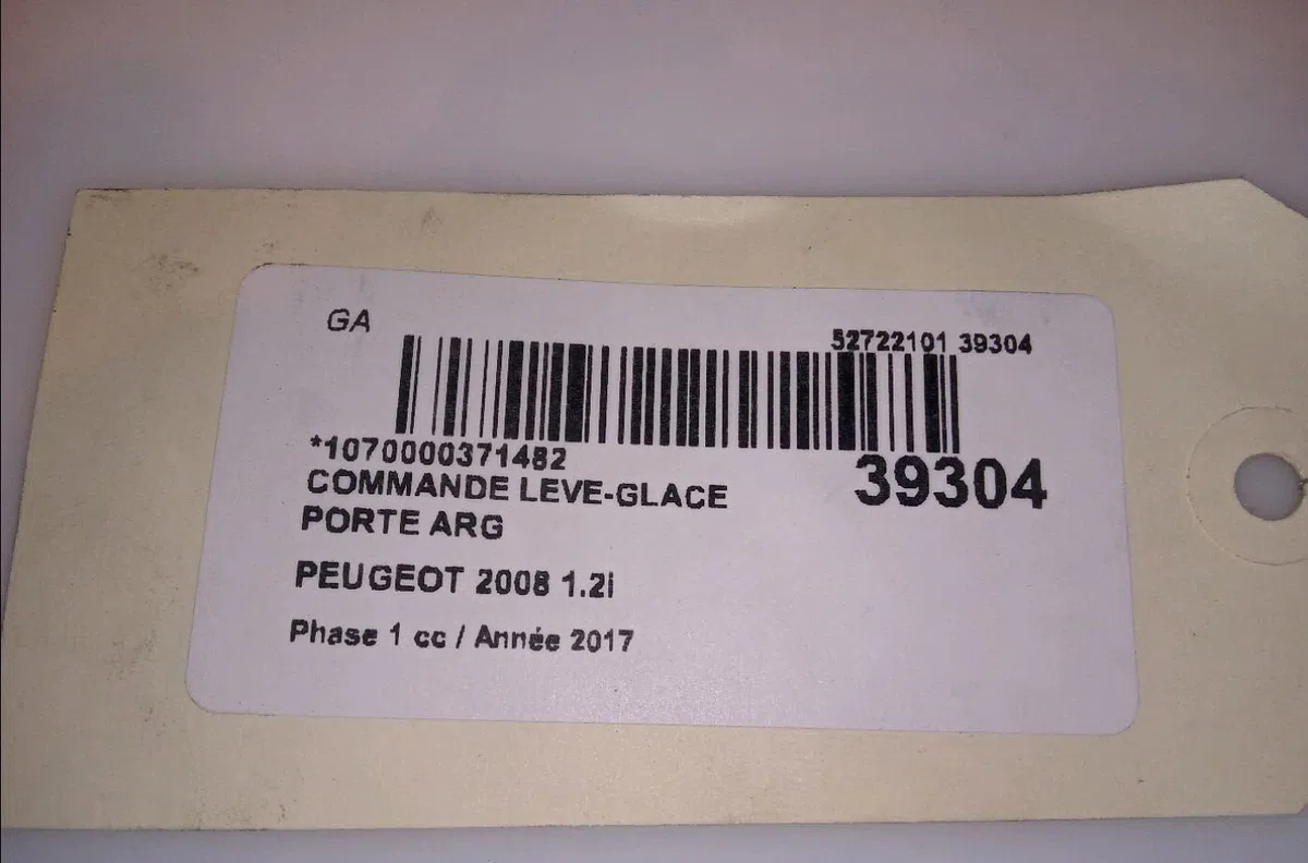Commande leve-glace porte arrière gauche Peugeot 2008 I (CU_) 1.2 thp 110 - puretech 110 (2015) 5 portes occasion