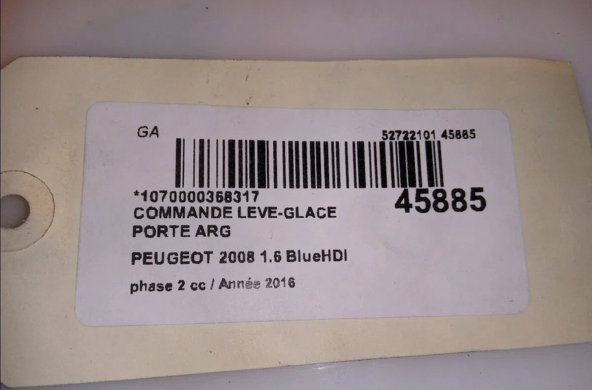 Commande leve-glace porte arrière gauche Peugeot 2008 I (CU_) 1.6 bluehdi 120 (2014) 5 portes occasion