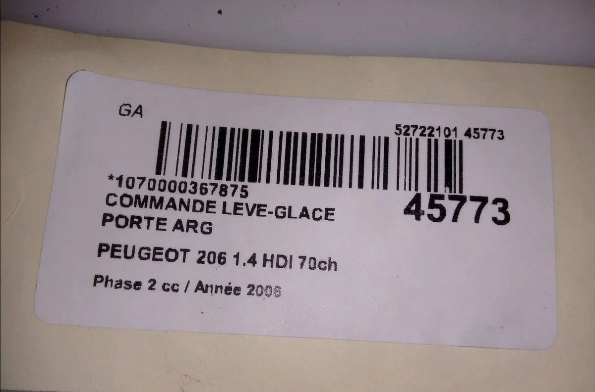 Commande leve-glace porte arrière gauche Peugeot 206 3-5 portes (2A-C) 1.4 hdi eco 70 (2001-2009) 5 portes occasion