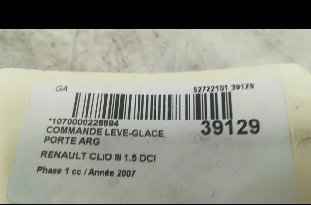 Commande leve-glace porte arrière gauche Renault CLIO III (BR0-1, CR0-1) 1.5 dci (br17, cr17) (2005-2012) 5 portes occas