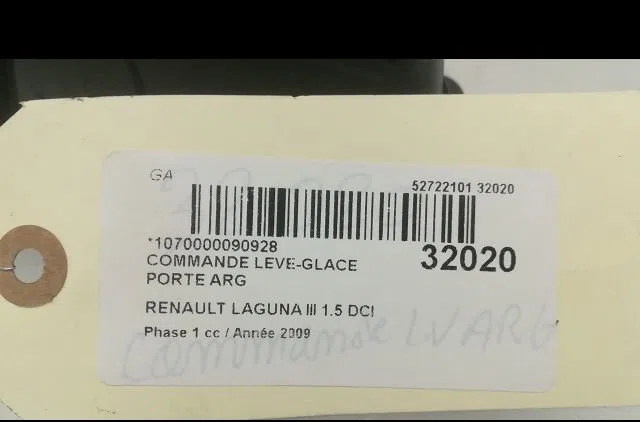 Commande leve-glace porte arrière gauche RENAULT LAGUNA III 2009 occasion