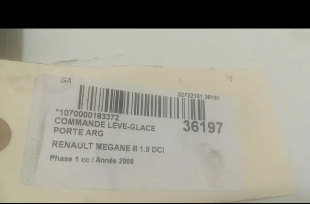 Commande leve-glace porte arrière gauche Renault MEGANE III 3-5 portes (BZ0-1_, B3_) 1.9 dci (bz0n, bz0j) (2008) occasio