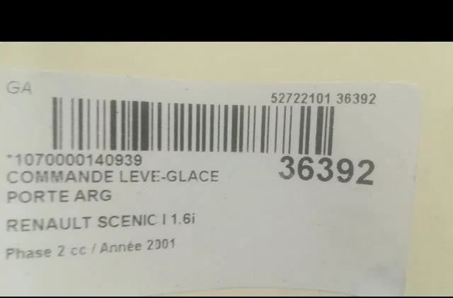 Commande leve-glace porte arrière gauche Renault SCÉNIC I Monospace (JA0-1_, FA0_) 1.6 (ja00, ja16, ja15, ja19, ja1v, ja