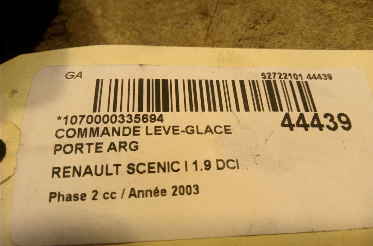 Commande leve-glace porte arrière gauche Renault SCÉNIC I Monospace (JA0-1_, FA0_) 1.9 dci (ja05, ja1f) (1999-2003) 5 po