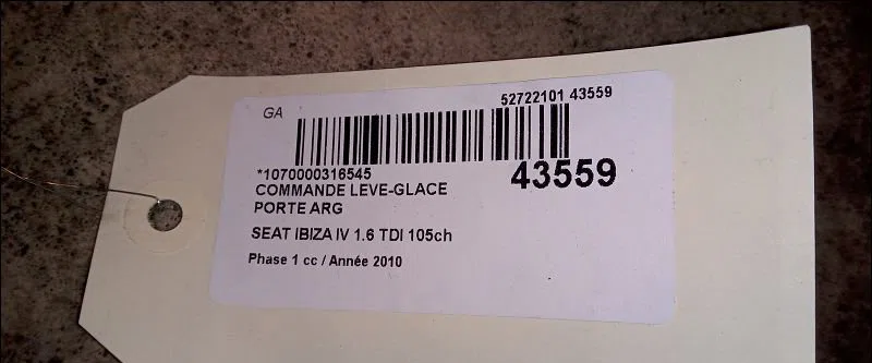 Commande leve-glace porte arrière gauche Seat IBIZA IV (6J5, 6P1) 1.6 tdi (2009-2015) occasion
