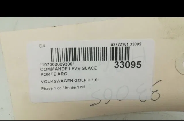 Commande leve-glace porte arrière gauche VOLKSWAGEN GOLF III 1996 occasion