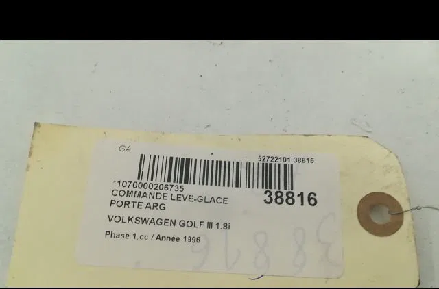 Commande leve-glace porte arrière gauche Volkswagen GOLF III (1H1) 1.8 (1991-1997) 5 portes occasion