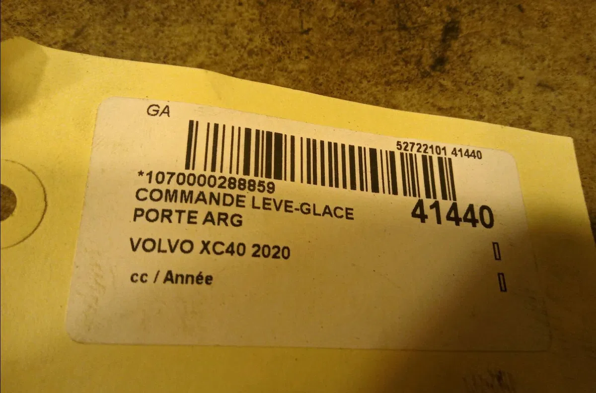 Commande leve-glace porte arrière gauche Volvo XC40 (536) T3 (2020) occasion