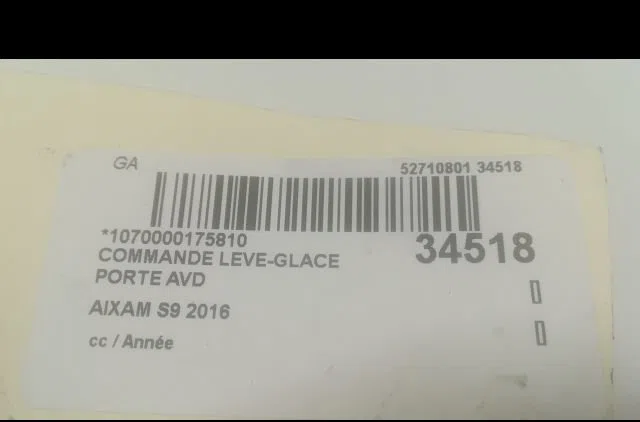 Commande lève-glace porte avant droite AIXAM S9 2016 occasion