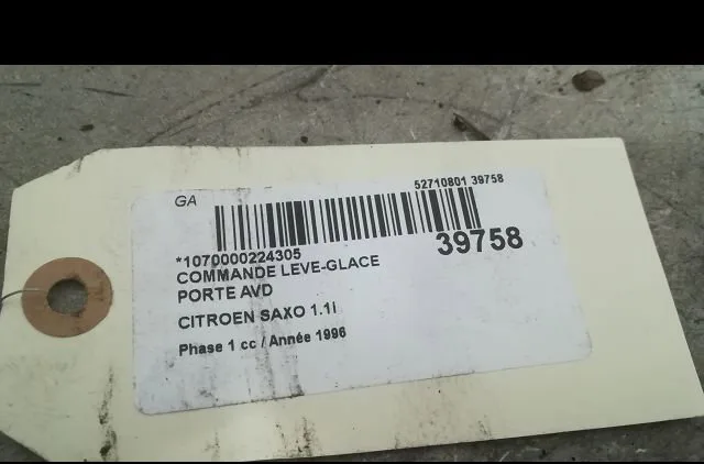 Commande lève-glace porte avant droite Citroen SAXO (S0, S1) 1.1 x, sx (1996-2003) 5 portes occasion
