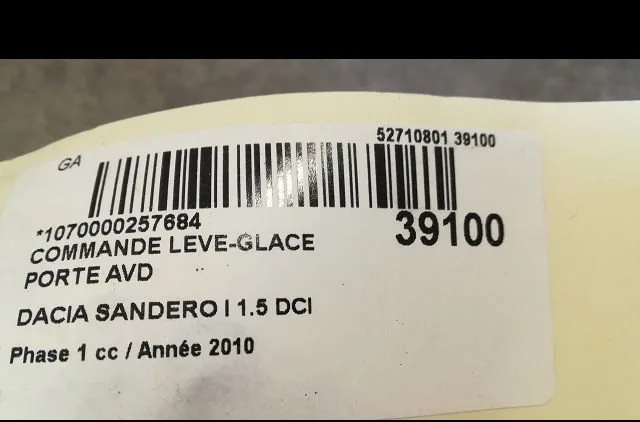 Commande lève-glace porte avant droite Dacia SANDERO 1.5 dci (2010) occasion