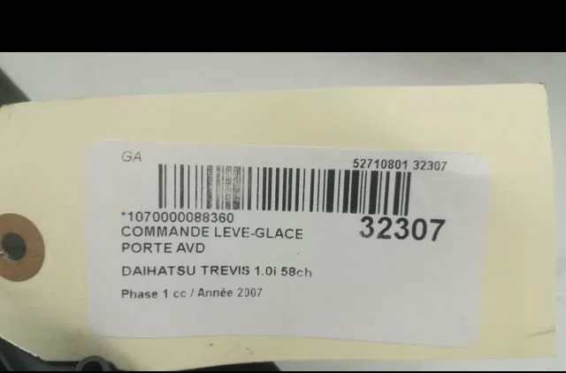 Commande lève-glace porte avant droite DAIHATSU TREVIS 2007 occasion