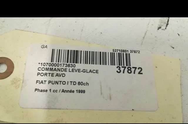 Commande lève-glace porte avant droite Fiat PUNTO (176_) 1.7 td (176at) (1996-1999) occasion