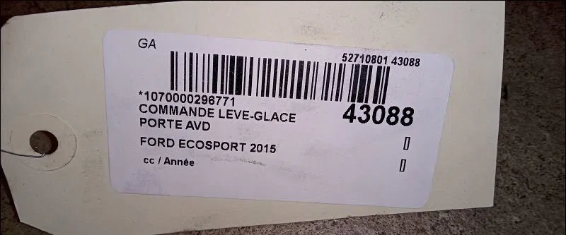 Commande lève-glace porte avant droite FORD ECOSPORT 2015 occasion