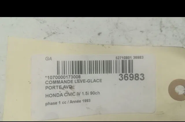 Commande lève-glace porte avant droite Honda CIVIC V Hatchback (EG) 1.5 i 16v (eg4) (1991-1995) occasion