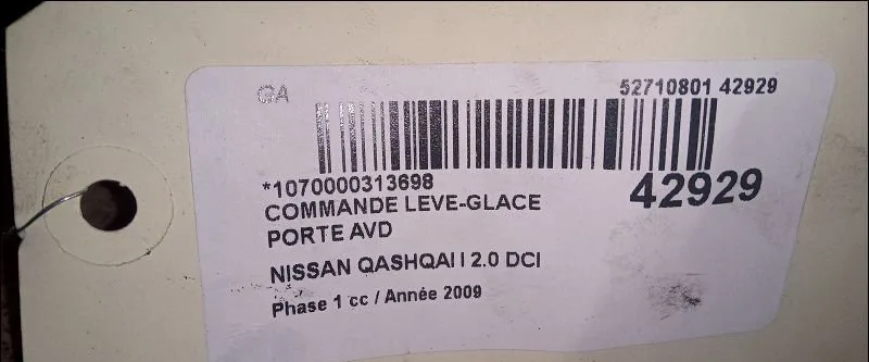 Commande lève-glace porte avant droite Nissan QASHQAI - QASHQAI 2 I (J10, NJ10, JJ10E) 2.0 dci (2007-2013) occasion