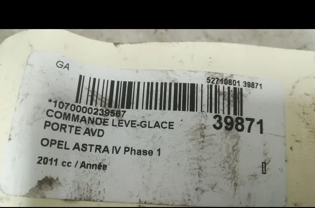 Commande lève-glace porte avant droite Opel ASTRA J Sports Tourer (P10) 2.0 cdti (35) (2010-2015) occasion