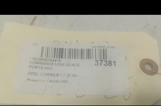 Commande lève-glace porte avant droite Opel CORSA C (X01) 1.7 di (f08, f68) (2000-2009) occasion